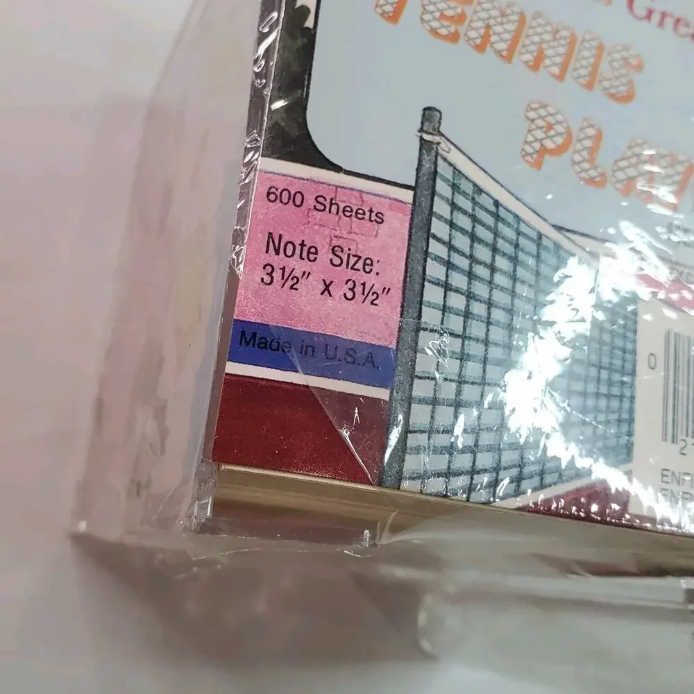 Vtg MEMO CUBE Clear w/Pen Holder - 600 Notes Size: 3.5